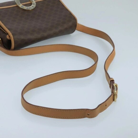 CELINE Macadam Canvas Circle Shoulder Bag Brown - Picture 7 of 15